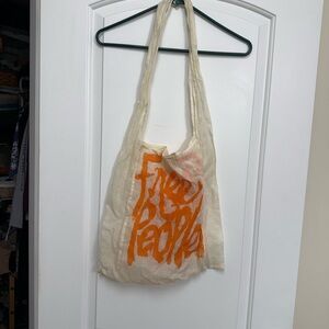 Free People Cream Bag with Bold Orange Design